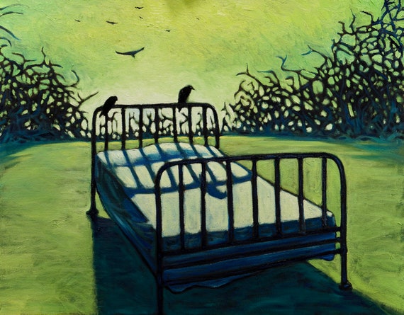 Original Oil Painting on Canvas (28" x 22"), Death Bed