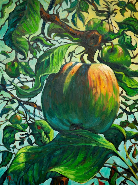 Original Oil Painting on Panel (12" x 16"), Apples