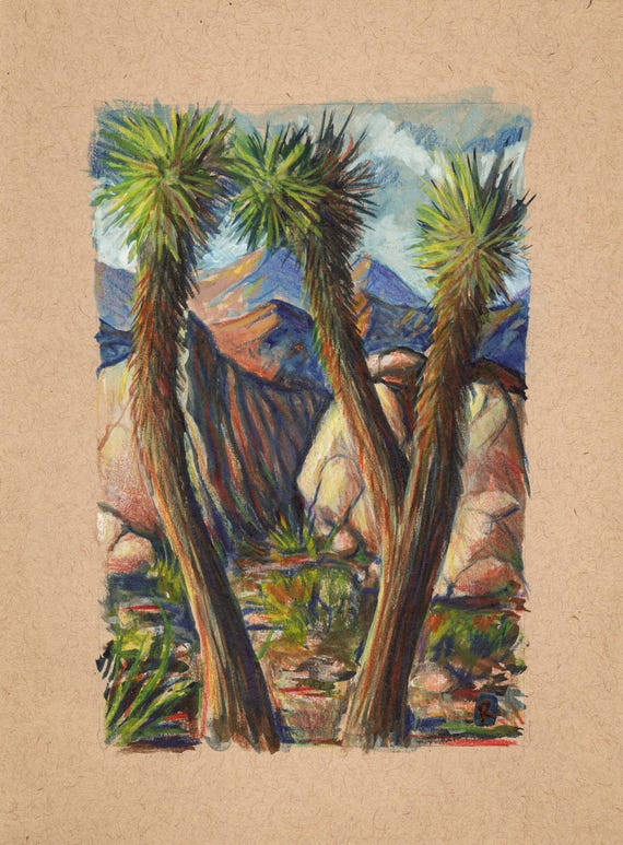Original watercolor painting on premium paper (6" x 8"), Joshua Tree National Park