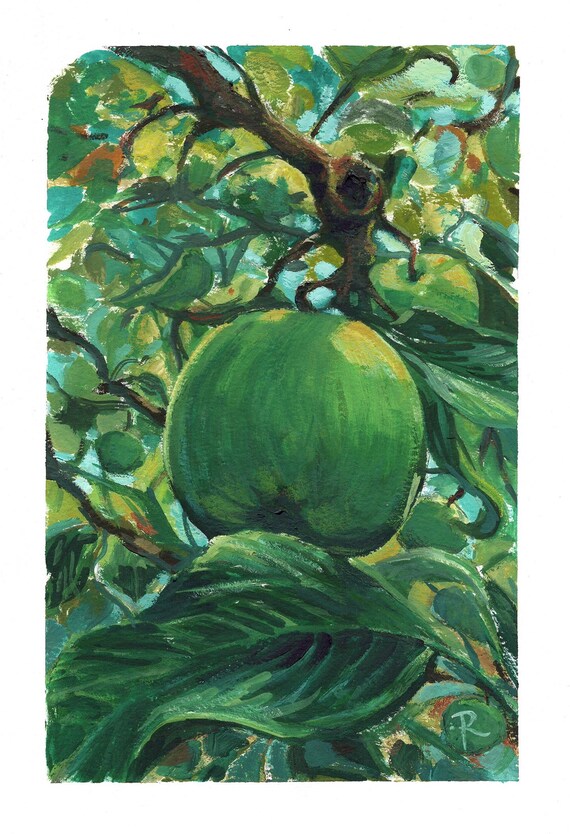 Original watercolor painting on premium paper (7" x 10.25"), Apple Study