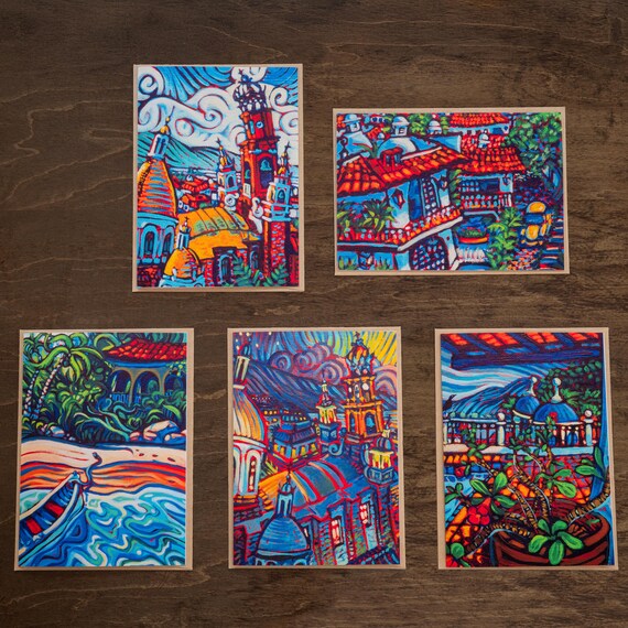 Puerto Vallarta - 5x7 Greeting Card Set - five unique cards from original paintings