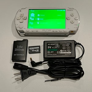 Modded IPS LCD White Sony PSP 1000 System w/ 64gb Memory Card Bundle image 1