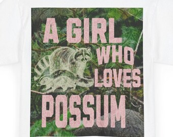 Cotton Tee  for girls - possum print