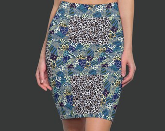 Animal all over print women's pencil skirt