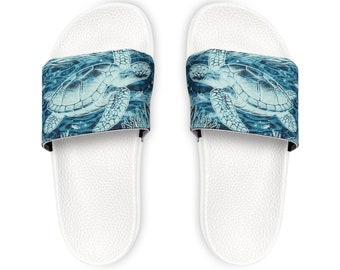 Women's Slides - sea turtle print sandles