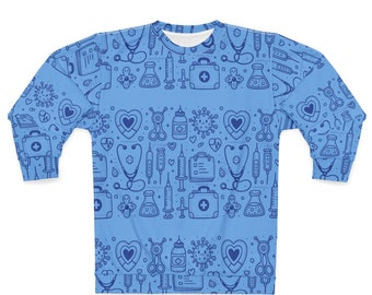 Nurse clip art all over pattern print Unisex Sweatshirt, gift for nurse