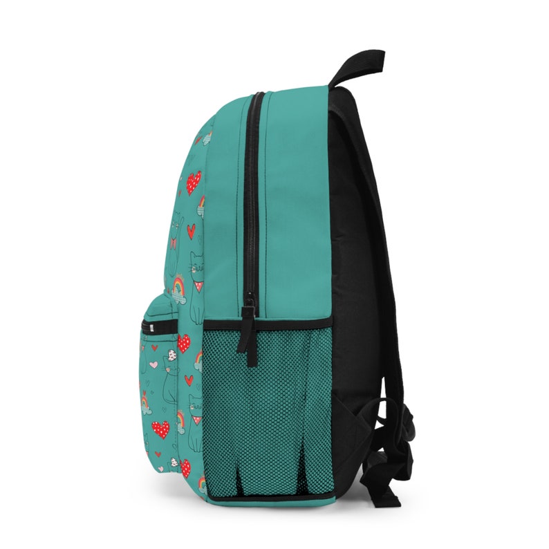 Backpack cat heart print waterproof zdjęcie 3