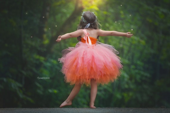 pink and orange tutu dress Coral Sunset Orange Pink Full Layered Toddler and Young Girl Tutu Skirt for  Magical Birthday Outfit or Everyday Outfit