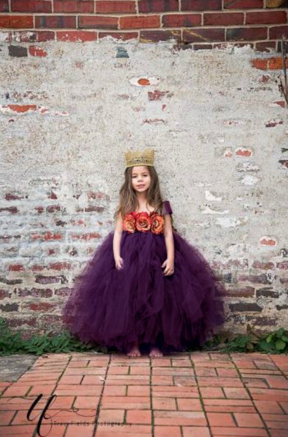 Purple Flower Girl Dress Plum Tutu Dress Eggplant Tulle Dress