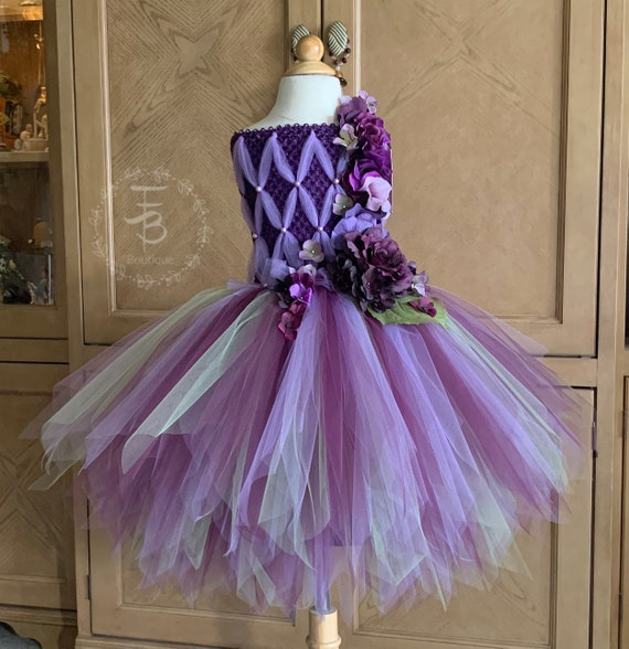 etsy fairy dress Fairy Birthday Outfit, Long Flower Tutu Pageant Dress, Baby Girl Crochet Top, Over the Top Fabric Headband Butterfly Pixie Wings Costume