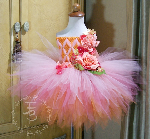 pink and orange tutu dress Orange Tutu Dress, Fairy Tutu Dress, Peach Tutu Dress, Coral Tutu Dress,  Fairy Costume, Fairy Dress