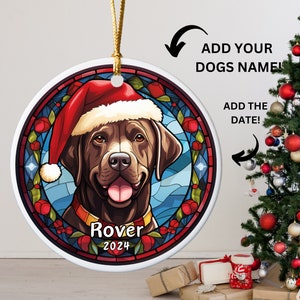 Adorno navideño de laboratorio de chocolate personalizado, adorno navideño de Labrador Retriever, Navidad de laboratorio, perro mamá chocolate Labrador Retriever