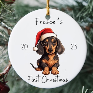 Custom Weenie Dog Ornament, First Dog Christmas, Weiner Dog Ornament, Dachshund Christmas Ornament, Dachshund Ornament, Daschund Ornament