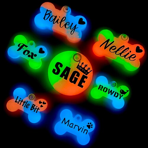 Glow in the Dark Resin Pet Tag Etsy