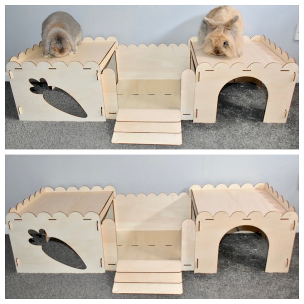 Castillo de juguete de madera para mascotas pequeñas, conejos y conejillos de indias
