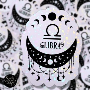 Libra Moon Sign Zodiac Sticker | Vinyl Stickers | Laptop Stickers | Waterproof Stickers | Car Decal | Zodiac | Astrology