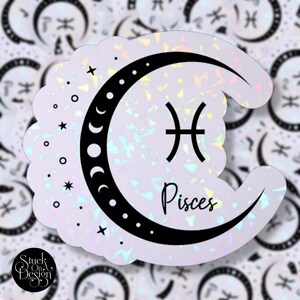 Pisces Dark Moon Sign Zodiac | Vinyl Stickers | Laptop Stickers | Waterproof Stickers | Car Decal | Zodiac | Astrology
