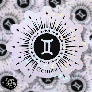 Gemini Sunburst Zodiac Sticker | Vinyl Stickers | Laptop Stickers | Waterproof Stickers | Car Decal | Zodiac | Astrology