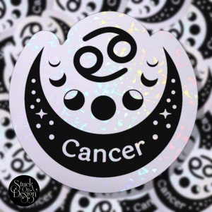 Cancer Moon Phases Zodiac Sticker | Vinyl Stickers | Laptop Stickers | Waterproof Stickers | Car Decal | Zodiac | Astrology
