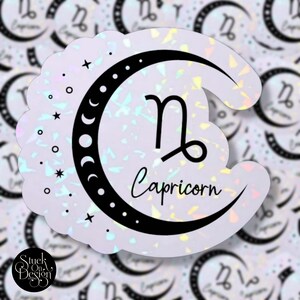Capricorne Dark Moon Signe Zodiaque | Autocollants en vinyle | Autocollants pour ordinateur portable | Autocollants imperméables | | de décalcomanie de voiture | du zodiaque Astrologie