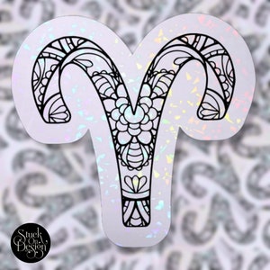 Aries Mandala Sign Zodiac Sticker | Vinyl Stickers | Laptop Stickers | Waterproof Stickers | Car Decal | Zodiac | Astrology