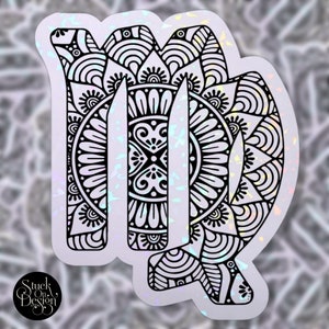 Virgo Mandala Sign Zodiac Sticker | Vinyl Stickers | Laptop Stickers | Waterproof Stickers | Car Decal | Zodiac | Astrology