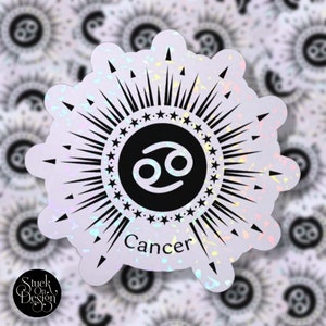 Cancer Sunburst Sticker | Vinyl Stickers | Laptop Stickers | Waterproof Stickers | Car Decal | Zodiac | Astrology
