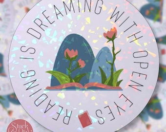 Pegatina holográfica con frase "Lectura": regalo para amantes de los libros