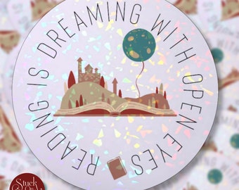 Pegatina holográfica con frase "Lectura": regalo para amantes de los libros
