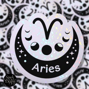 Aries Moon Phases Zodiac Sticker | Vinyl Stickers | Laptop Stickers | Waterproof Stickers | Car Decal | Zodiac | Astrology