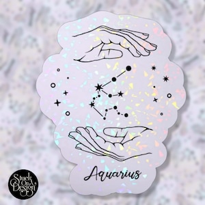 Aquarius Constellation Mains Zodiac Sticker | Autocollants en vinyle | Autocollants pour ordinateur portable | Autocollants imperméables | | de décalcomanie de voiture | du zodiaque Astrologie