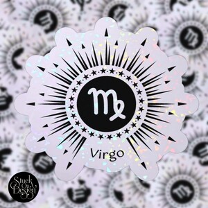Virgo Sunburst Zodiac Sticker | Vinyl Stickers | Laptop Stickers | Waterproof Stickers | Car Decal | Zodiac | Astrology