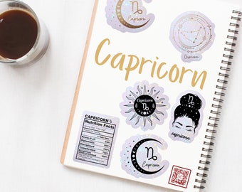 Capricorn Zodiac Stickers A | Vinyl Stickers | Laptop Stickers | Waterproof Stickers | Car Decal | Zodiac | Astrology