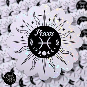 Pisces Dark Sun Sign Zodiac Sticker | Vinyl Stickers | Laptop Stickers | Waterproof Stickers | Car Decal | Zodiac | Astrology