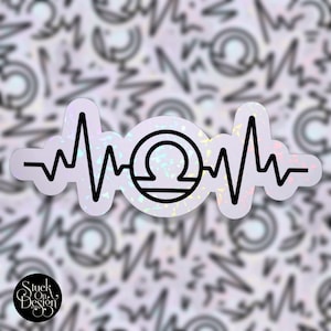 Libra Heartbeat Sign Zodiac Sticker | Vinyl Stickers | Laptop Stickers | Waterproof Stickers | Car Decal | Zodiac | Astrology