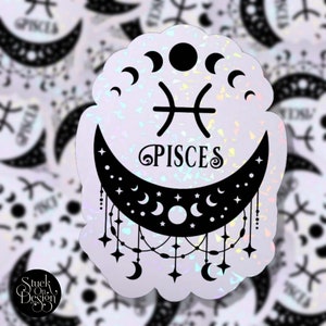 Pisces Moon Sign Zodiac Sticker | Vinyl Stickers | Laptop Stickers | Waterproof Stickers | Car Decal | Zodiac | Astrology