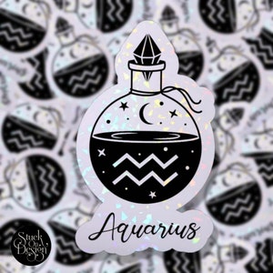 Aquarius Potion Signe Zodiac Sticker | Autocollants en vinyle | Autocollants pour ordinateur portable | Autocollants imperméables | | de décalcomanie de voiture | du zodiaque Astrologie