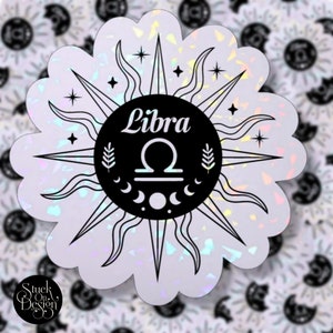 Libra Dark Sun Sign Zodiac Sticker | Vinyl Stickers | Laptop Stickers | Waterproof Stickers | Car Decal | Zodiac | Astrology