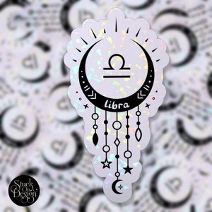 Libra Dangling Moon Zodiac Sticker | Vinyl Stickers | Laptop Stickers | Waterproof Stickers | Car Decal | Zodiac | Astrology