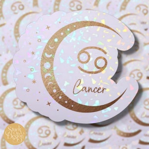 Zodíaco da lua do ouro do cancro adesivos de <br> Crie Seu Próprio Produto! Adesivos de vinil | Adesivos para laptop | Adesivos à prova d'água | Decalque de carro | Zodíaco | Astrologia