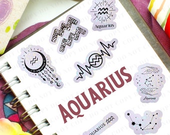 水瓶座ホログラフィックステッカー：防水ビニールデカール