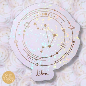 Libra Gold Constellation Zodiac Sticker | Vinyl Stickers | Laptop Stickers | Waterproof Stickers | Car Decal | Zodiac | Astrology