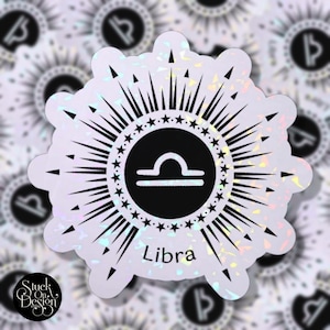 Libra Sunburst Zodiac Sticker | Vinyl Stickers | Laptop Stickers | Waterproof Stickers | Car Decal | Zodiac | Astrology
