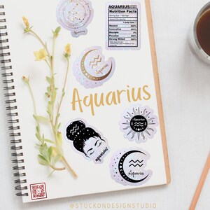 Aquarius Zodiac Stickers Un | Autocollants en vinyle | Autocollants pour ordinateur portable | Autocollants imperméables | | de décalcomanie de voiture | du zodiaque Astrologie