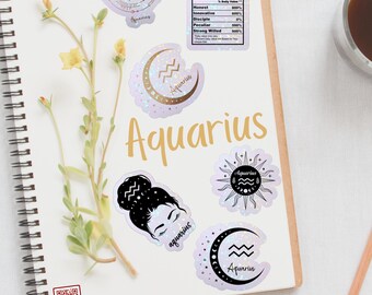 水瓶座ホログラフィックステッカー：防水ビニールデカール