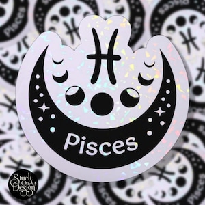Pisces Moon Phases Zodiac Sticker | Vinyl Stickers | Laptop Stickers | Waterproof Stickers | Car Decal | Zodiac | Astrology