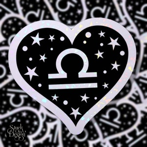 Libra Heart Sign Zodiac Sticker | Vinyl Stickers | Laptop Stickers | Waterproof Stickers | Car Decal | Zodiac | Astrology