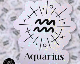 水瓶座の星座ステッカー：ホログラフィックビニール防水カーデカール