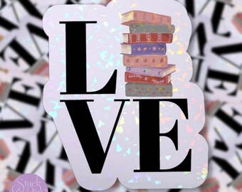 Pegatina holográfica "Love Books": vinilo literario