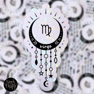 Virgo Dangling Moon Zodiac Sticker | Vinyl Stickers | Laptop Stickers | Waterproof Stickers | Car Decal | Zodiac | Astrology